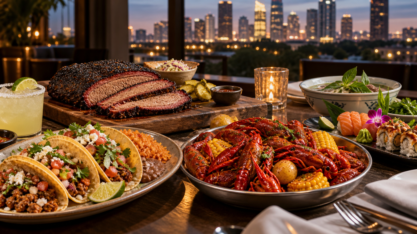 Houston culinary scene featuring Tex-Mex, barbecue, Viet-Cajun crawfish, and Bellaire Boulevard